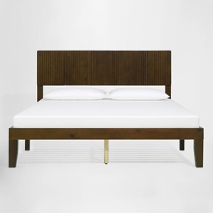 Wholesale Vietnam Factory Simple Design Solid Pine Wood Bed Queen Size Platform Wooden Bed Frame Easy Assembly Bedroom <b>Furniture</b> - Product Image 2