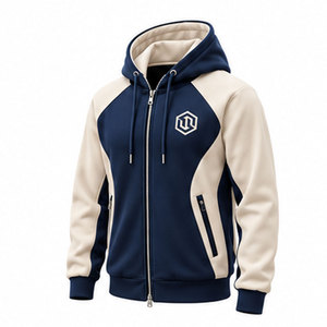 Veste à capuche zippée pour homme au design minimaliste, fermeture intégrale sur le devant, poches kangourou spacieuses et couleur personnalisable - Product Image 6