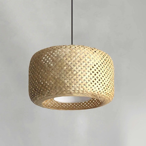 Round bamboo pendant lampshade in various colors, decorative lampshades for restaurants and hotels. - Product Image 2