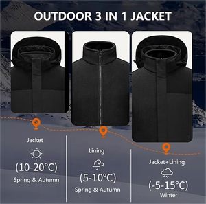 Veste softshell imperméable 3 en 1 pour homme, avec capuche amovible et doublure polaire, pour l'hiver - Product Image 6