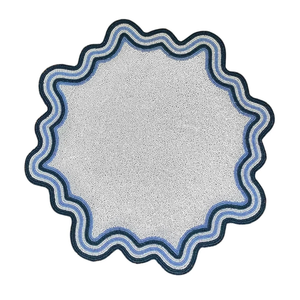 Juego de Manteles Individuales con Cuentas, Antideslizantes, con Borde Azul Gris, Diseño Rústico, Manteles Individuales Bordados con Cuentas - Product Image 1