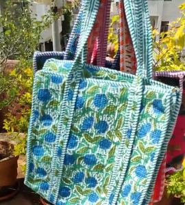 Sac fourre-tout réutilisable en coton matelassé à motifs animaux indiens pour femmes, sac à bandoulière élégant pour les voyages et une utilisation quotidienne tendance - Product Image 3