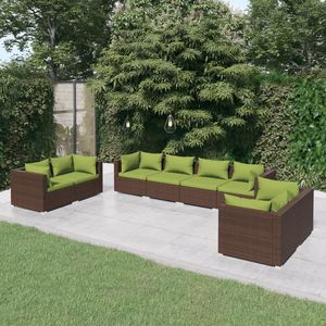 Ensemble de salon de jardin marron avec coussins verts - Product Image 1