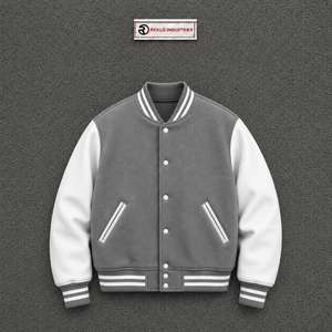 NEW QUALITY GRAY AND WHITE VARSITY <b>JACKET</b> <b>FOR</b> <b>MEN</b> PREMIUM LETTERMAN BOMBER <b>JACKET</b> CASUAL COLLEGE <b>BASEBALL</b> FLEECE OUTERWEAR FASHI - Product Image 5