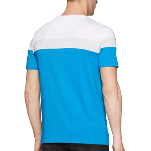 T-shirt homme 100% coton respirant à col rond et manches courtes, coupe classique, couleur blanc/bleu uni, avec design personnalisé - Product Image 3