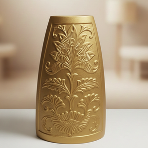 Vase décoratif haut en métal doré gaufré de luxe, fait main, portable, pour la décoration intérieure, centre de table de mariage et arrangement floral - Product Image 1