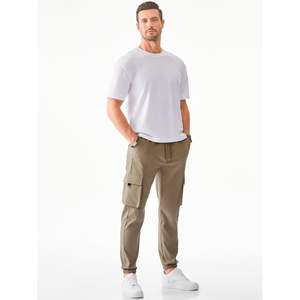 Pantalones Cargo Personalizados para Hombre, Casuales, Ligeros, Cintura Elástica con Cordón, Pantalones Ajustados con Bolsillos con Cremallera, Talla XL, Color Personalizable - Product Image 4