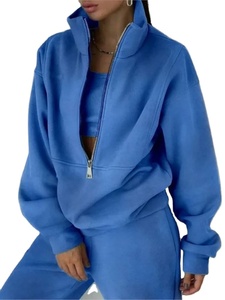 Conjunto de sudadera deportiva para mujer Otoño Invierno cálido suelto cremallera Top pantalones Casual Streetwear ropa deportiva hecha de lana estilo Formal - Product Image 3