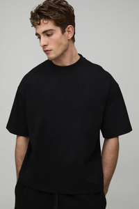 Camiseta de hombre de corte holgado y extragrande, con hombros caídos, de algodón grueso, estilo streetwear, camiseta básica, directo de fábrica. - Product Image 4