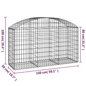 Arched Gabion Basket 59.1"x19.7"x31.5"/39.4\" Galvanized Iron <b>Sound</b> <b>Barrier</b> - Product Image 5