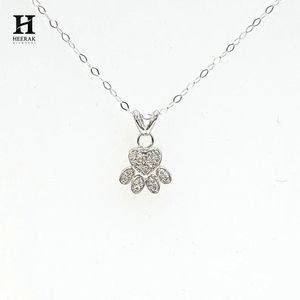 Collier pendentif élégant en forme de cœur avec empreinte de patte et diamants pavés, bijoux en argent sterling/or pour la vente en gros - Conception personnalisée - Product Image 1