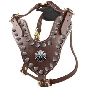 Classic Adjustable <b>Leather</b> <b>Dog</b> Chest <b>Harness</b> with Secure Metal Buckles and Durable Leash Attachment for Everyday Walking - Product Image 2