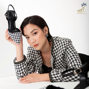 รองเท้าส้นสูงแบบสวมเปิดส้น ผ้าทวีดและผ้าซาตินระดับพรีเมียม: ส้นสูง 7 ซม. สวยเก๋สำหรับทุกโอกาส ผลิตในเวียดนาม - Product Image 5