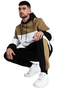 Unisex Cotton Thin Fleece <b>Jogger</b> Set Two Piece Casual Print Tracksuit with Front Patch for Winter - Product Image 3