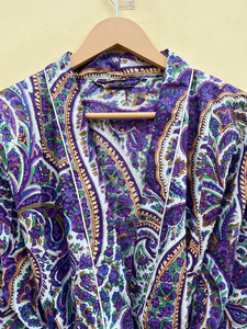 Bata Kimono de Algodón 100% Tejido con Estampado de Dibujos Animados para Mujer, Camisón de Verano Hecho a Mano, Cuello en V, Cintura Elástica, Largo Completo - Product Image 2