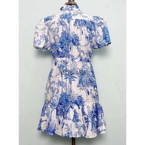 Nuevo Vestido Moderno Estilo Boho Indio con Estampado Floral, de Algodón Tejido, Corte en A, Cuello en V, Manga Corta, con Botones, Transpirable, para Oficina, Fiesta, Mini - Product Image 6