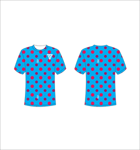 T-shirt pour homme bleu à pois, manches courtes, col rond, coupe classique, imprimé par sublimation, 100% polyester respirant - Product Image 1