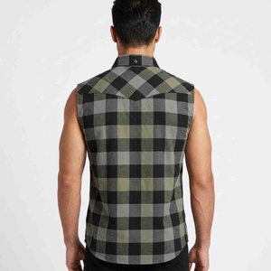Chemises en coton tendance de qualité supérieure pour hommes, sans manches, à carreaux, en flanelle, col boutonné, décontractées, pour l'automne, respirantes, à carreaux - Product Image 2