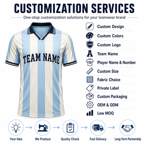 Camiseta de Fútbol Retro Personalizada a Rayas, 100% Poliéster, Unisex, Manga Corta, Cuello Transpirable, Uniforme de Fútbol para Nombre de Equipo, Envío Rápido - Product Image 2