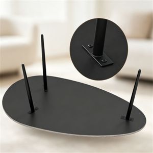 Stylish Black Irregular Shape Coffee <b>Table</b> Heavy Duty Metal Base Oval <b>Sofa</b> <b>Side</b> <b>Table</b> Multifunctional Decor Center <b>Table</b> Marble - Product Image 3