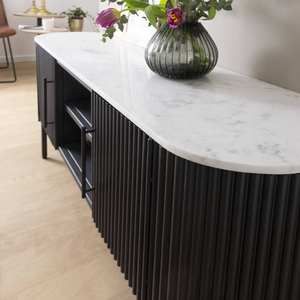 Soporte para TV Vandana Cresta Hexa en metal y mármol blanco - Product Image 2