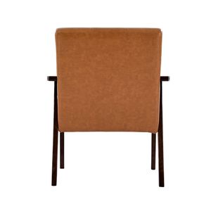 Poltrona Moderna Stile Mid-Century con Struttura in Legno Massello, Gambe Antiscivolo, Rivestimento in Pelle PU, Sedia Relax per Uso Commerciale - Product Image 4