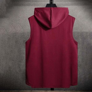 Sudadera con Capucha sin Mangas para Hombre, Color Sólido, Tejido de Algodón, Estilo Casual, Corte Regular, para Otoño - Product Image 2