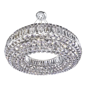 Lustre rond en cristal chromé de style européen moderne et luxueux, luminaire de plafond LED grand format à intensité variable pour hall d'hôtel et villa - Product Image 3