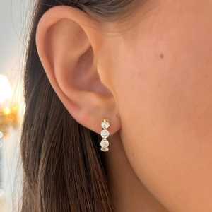 Diamond Hoop Earring Round Cut Lab Grown Minimalist Modern Luxury Wedding <b>Huggies</b> Jewelry Custom 14K 18K <b>Solid</b> <b>Gold</b> Manufacturer - Product Image 2