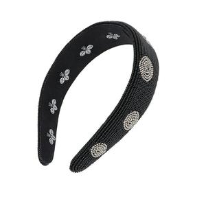 Serre-tête élégant en perles de rocaille brodées de fleurs pour femmes, fait main, accessoire de mode raffiné - Product Image 1