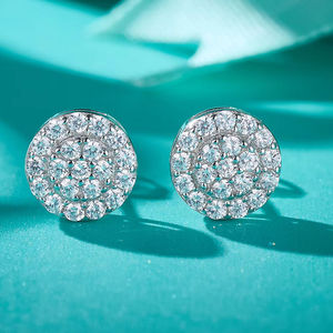 Pendientes de diamantes cultivados en laboratorio al por mayor, rodio, plata de ley S925, lujo, moissanita VVS, redondos, para mujer, joyería. - Product Image 2