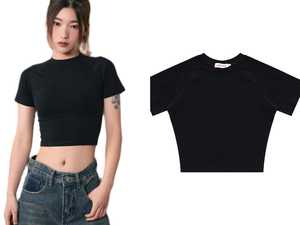 T-shirt court sexy personnalisé pour femme, coupe ajustée, en coton et élasthanne doux, style streetwear, imprimé baseball, pour l'été, Baby Tee - Product Image 5