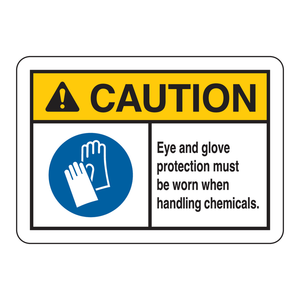 Panneau de sécurité Brady pour la manipulation de produits chimiques – Protection des yeux et des gants pour les laboratoires - Product Image 2