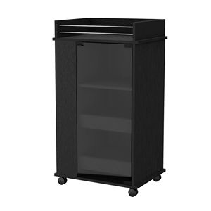 Salice Park Black Bar Cart con porta di vetro portabottiglie e ruote per bevande set di servizio - Product Image 2