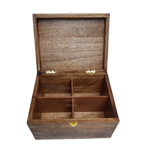 Boîte de rangement décorative en bois pour la maison, organisateur artisanal en bois massif pour bijoux, jouets, vêtements et accessoires - Product Image 1