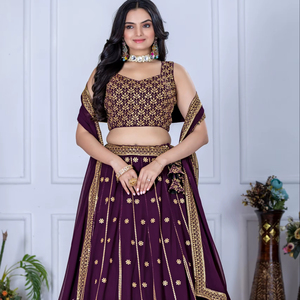 Nuevo diseño de lehenga choli para mujer en tela Fox Georgette con bordado elaborado. - Product Image 1