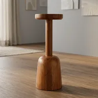 Table d'appoint en bois moderne, plateau rond, design minimaliste fait main, meubles de salon, finition bois foncé