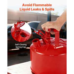 Tanica per Carburante di Sicurezza Tipo I da 2,5 Galloni, Rossa, in Acciaio Inox, Contenitore per Liquidi Infiammabili con Coperchio Autochiudente, Accessori per Tosaerba - Product Image 2