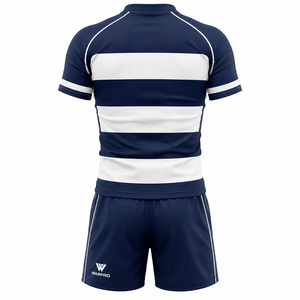 Custom Men's Rugby Uniform Set Sublimated 100% Polyester Jersey & Shorts Elastic Waist Quick Dry OEM Service - Product Image 2