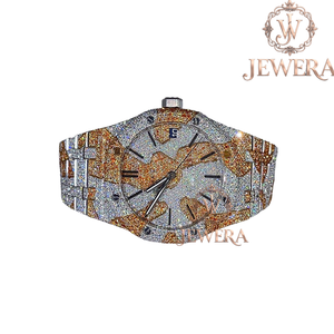 Reloj de Diamantes de Acero Inoxidable de Alta Calidad en Oro y Plata, Resistente al Agua, Elegante y Cómodo para Toda Ocasión, en Venta - Product Image 1