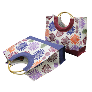 Bolsa de Compras de Yute con Estampado Floral Multicolor Promocional, con Asa de Bambú, Tamaño Mediano, Bolso de Moda para Mujeres y Niñas, Sin Cierre - Product Image 2
