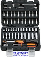 Jeu de douilles profondes 2-en-1 en CR-MO de 1/4 po, 55 pièces, avec outil manuel, OEM disponible