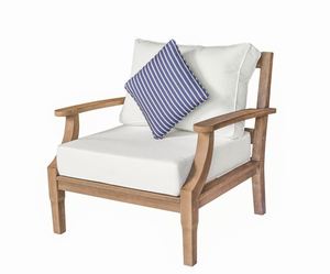Sillón de Jardín de Madera de Teca Sólida, Sillón de Exterior con Cojín, Asiento Minimalista para Patio - Product Image 2