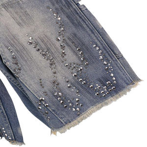 Short en jean court pour homme 2026 de bonne qualité, en coton, coupe droite, prix bas, stock usine, décontracté, avec strass - Product Image 2