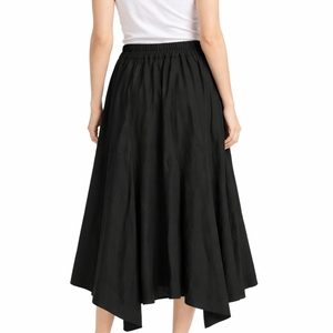 Jupe longue maxi taille haute pour femme en cuir véritable respirant et mousseline, coupe trapèze, style de luxe, personnalisable OEM, décontractée - Product Image 3