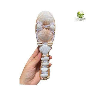 Eco Green Vietnam Handmade Seashell Hair Comb & Brush with Flowers Pearls Vintage Printing-Beach Style Wedding <b>Gift</b> (10cm/16cm) - Product Image 6