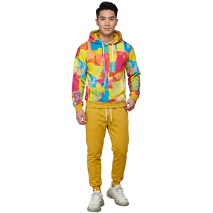 Survêtement à capuche color block pour femme, manches longues, pantalon à cordon, décontracté, pour le printemps, en polyester respirant - Product Image 4