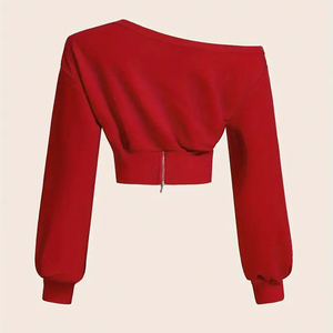 Sweat-shirt court décontracté pour femme, coupe oversize, doux, à manches longues, confortable, style streetwear, tendance pour le quotidien - Product Image 5