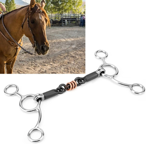 Horse Chew, Stainless Steel Horses Snaffle Bits Oval Link <b>Gag</b> Bit with Black Steel Mouth Full Cheek <b>Gag</b> Equestrian Loose <b>Ring</b> - Product Image 5