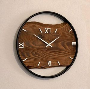 Wood Wall <b>Clock</b> Round Analog Quartz <b>Silent</b> Design for Living Room - Product Image 3